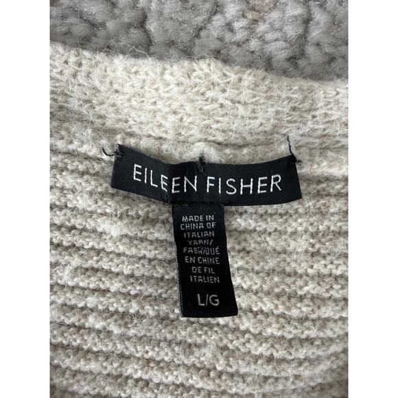 Eileen Fisher Size L Wool Yak Alpaca Ribbed Italian Yarn Casual Sweater Beige - Picture 4 of 6